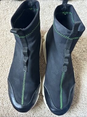 John Geiger 002 Black and Green Sneaker with White Sole